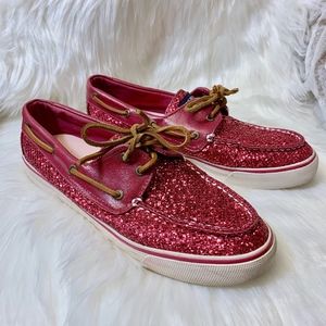 Chaussures Bateau SPERRY TOP SIDER Pink Sparkle Shine - Taille 9 Toddler Girl, Occasion Très Bon état
